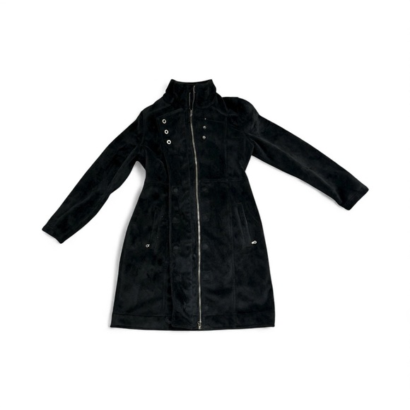 ATHLETA Minka Plush Fleece High Collar Neck Zip Longline Jacket Coat - Picture 2 of 5